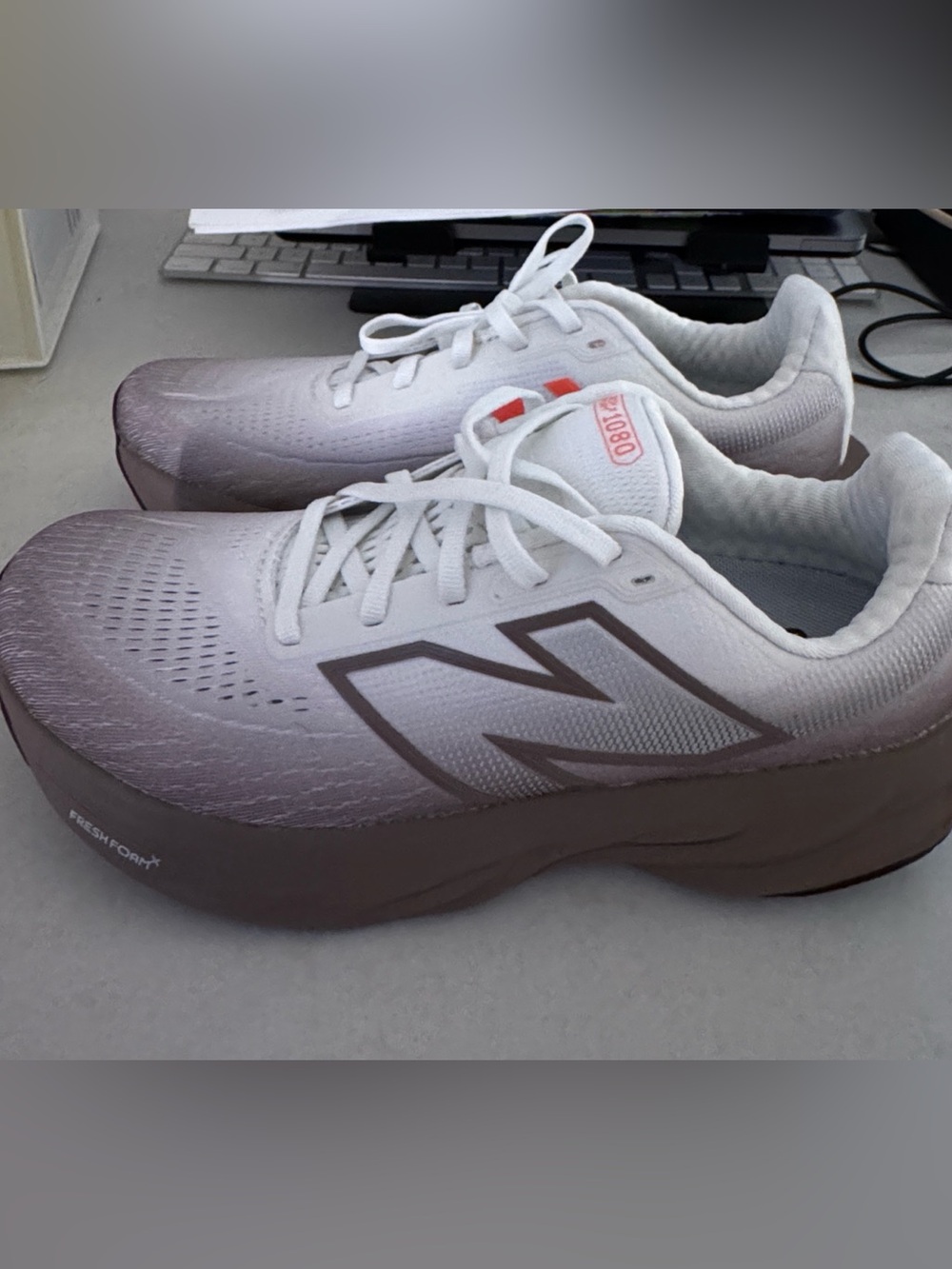 New Balance Women Athletic Shoes in White and Mauve